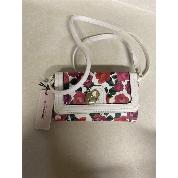 Juicy Couture Handbags - Juicy Couture Romantic Charm Floral Crossbody Wallet Bag Purse Pink White